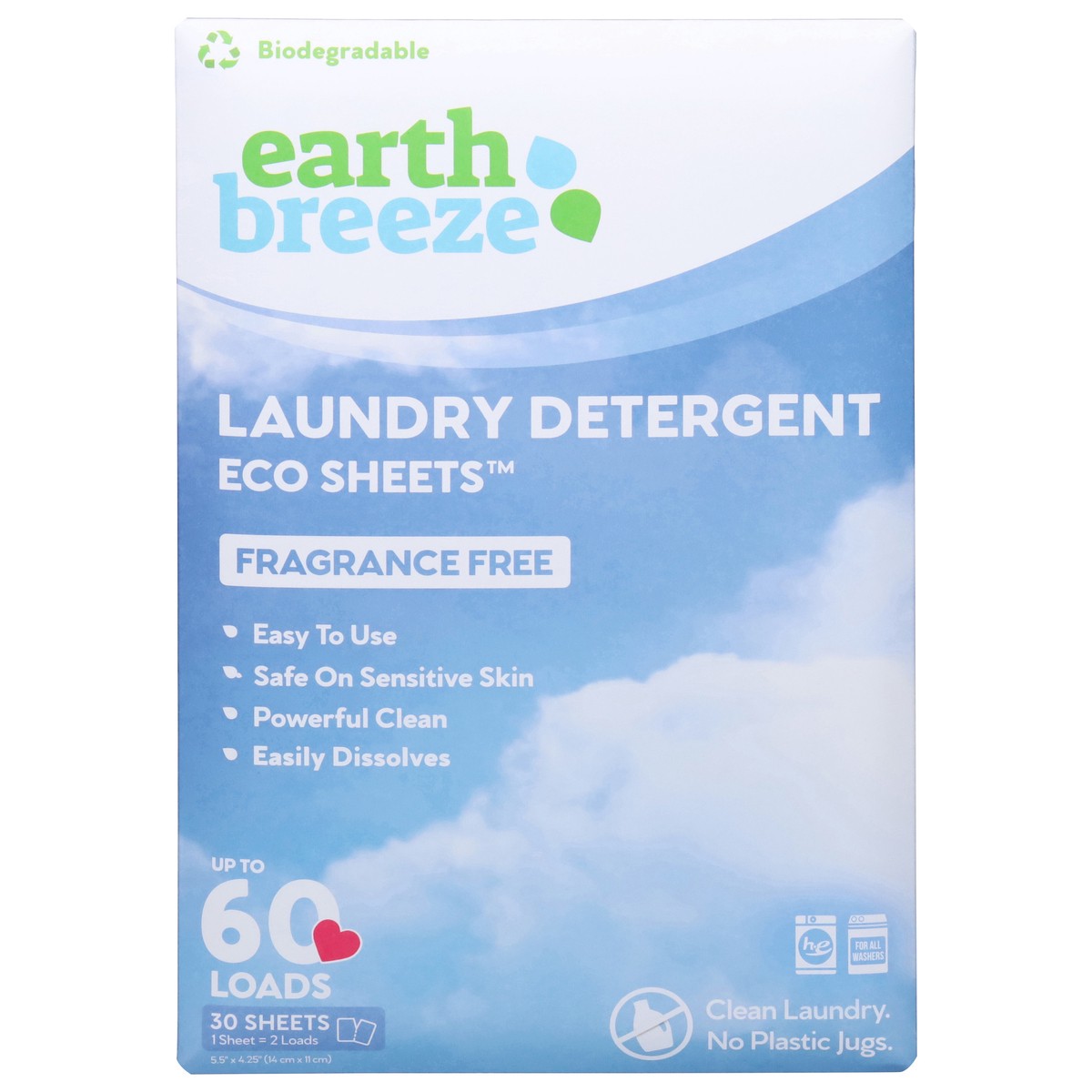 slide 3 of 4, Earth Breeze - Fragrance Free Laundry Sheet (60 Count), 60 ct