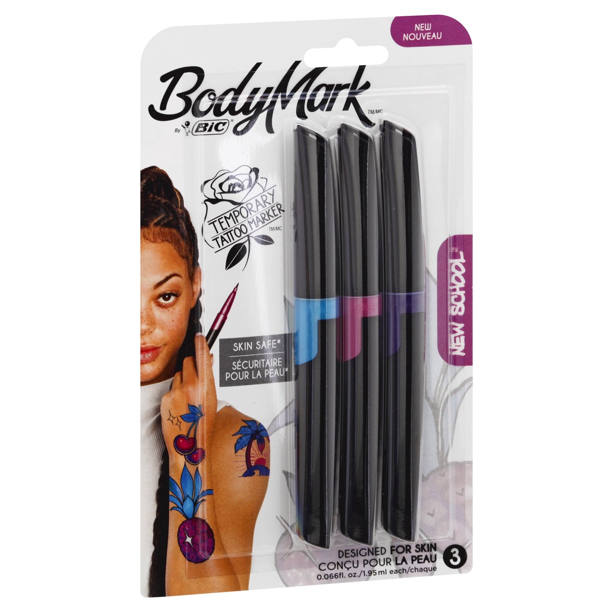 slide 3 of 9, BodyMark New School Temporary Tattoo Marker 3 ea, 3 ct