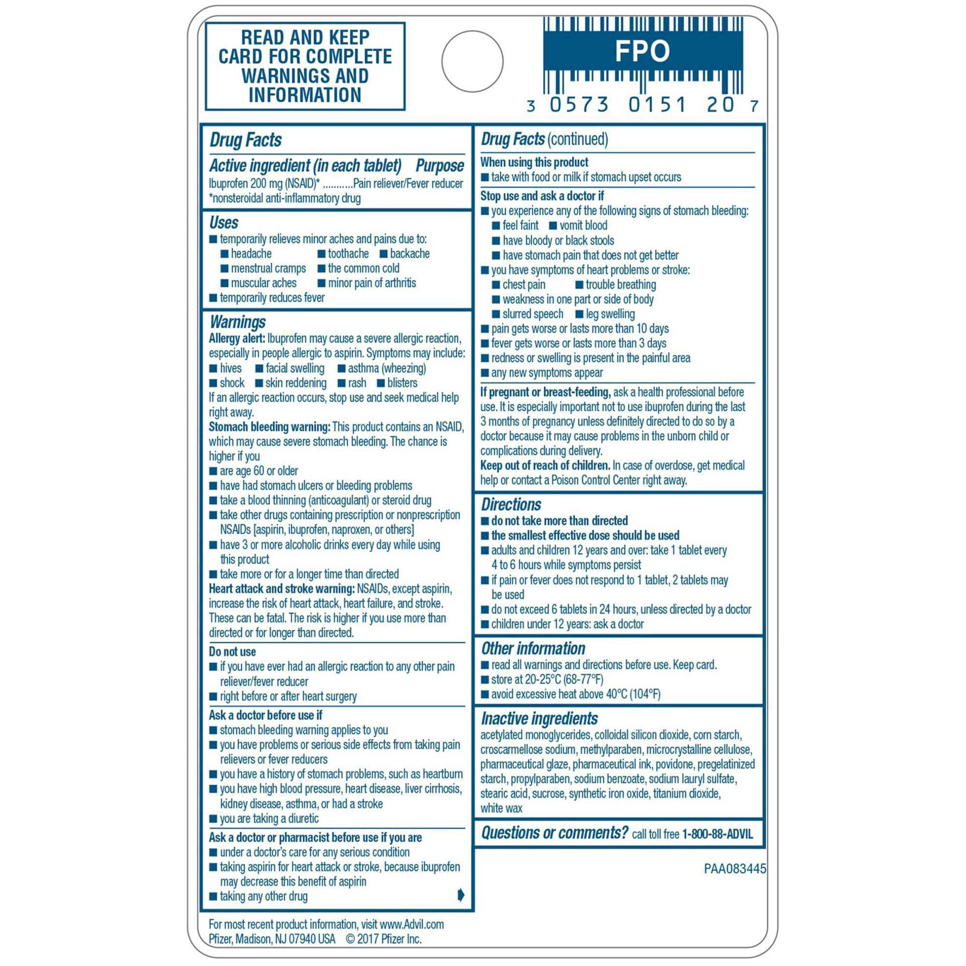 slide 44 of 80, Advil Pain Reliever and Fever Reducer, Ibuprofen 200mg for Pain Relief - 2x10 Coated Tablets, 2 ct