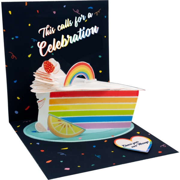 slide 1 of 1, Up With Paper Summer Pop-Up Greeting Card With Envelope, 5-1/4'' X 5-1/4'', Rainbow Cake, 1 ct