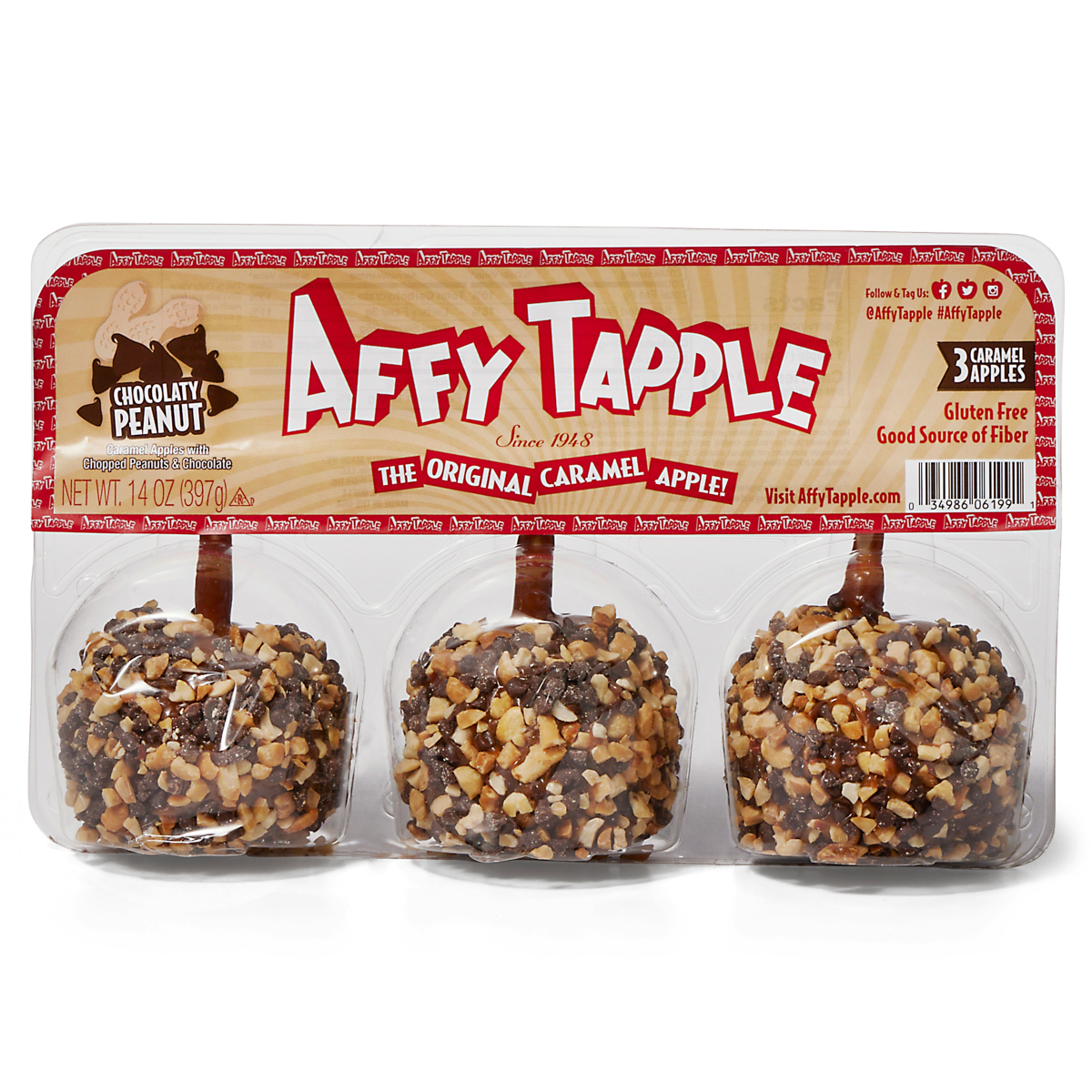 slide 1 of 5, Affy Tapple Caramel Apples with Chocolatey Peanut, 3 ct, 3 ct