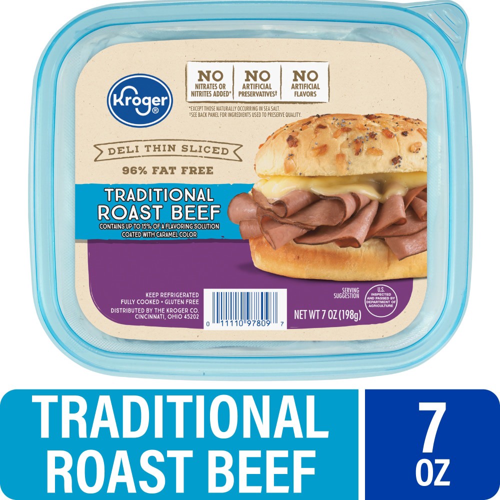slide 1 of 4, Kroger Deli Thin Sliced Traditional Roast Beef, 7 oz