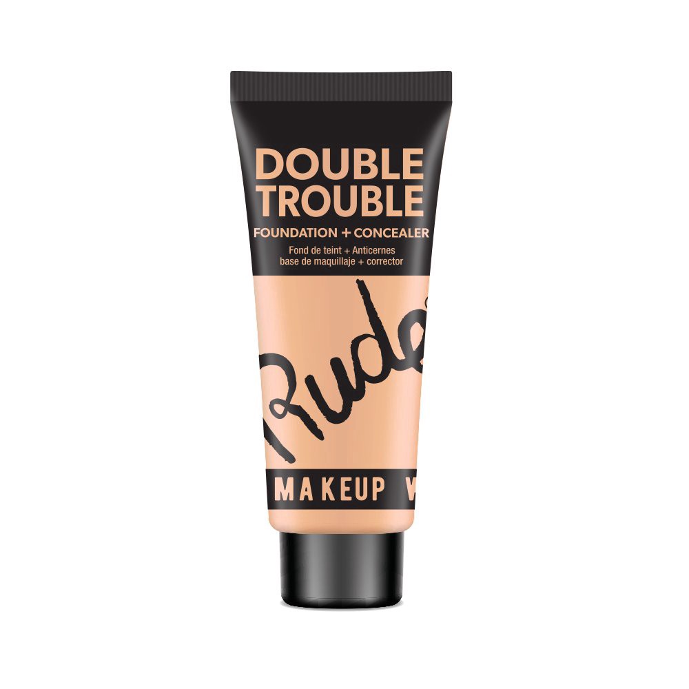 slide 1 of 1, Rude Cosmetics Double Trouble Foundation + Concealer - Cream, 1 ct