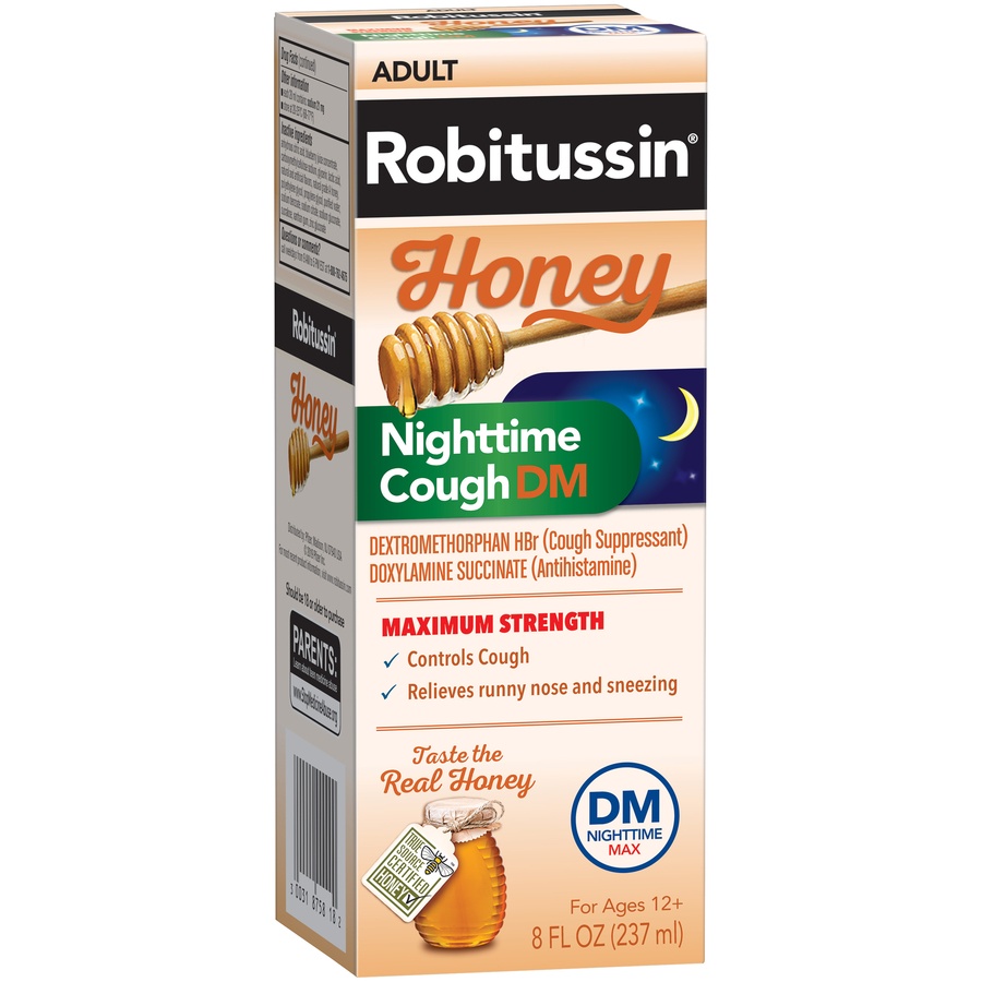 Robitussin Honey Nighttime Cough DM Maximum Strength Adult Cough Remedy