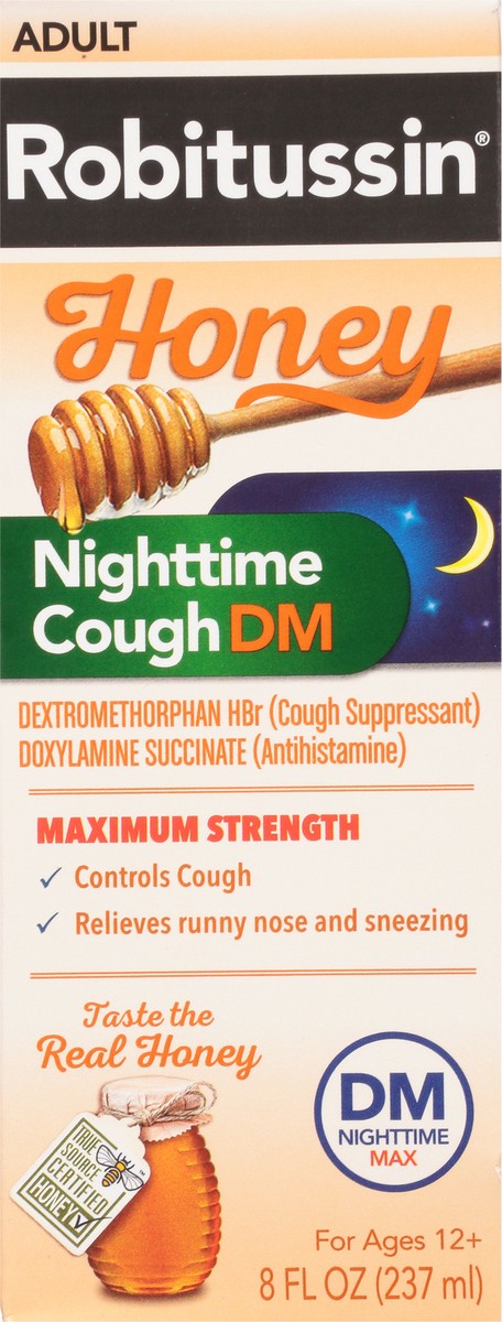 slide 6 of 9, Robitussin Adult Maximum Strength Honey Nighttime Cough DM 8 fl oz, 8 fl oz