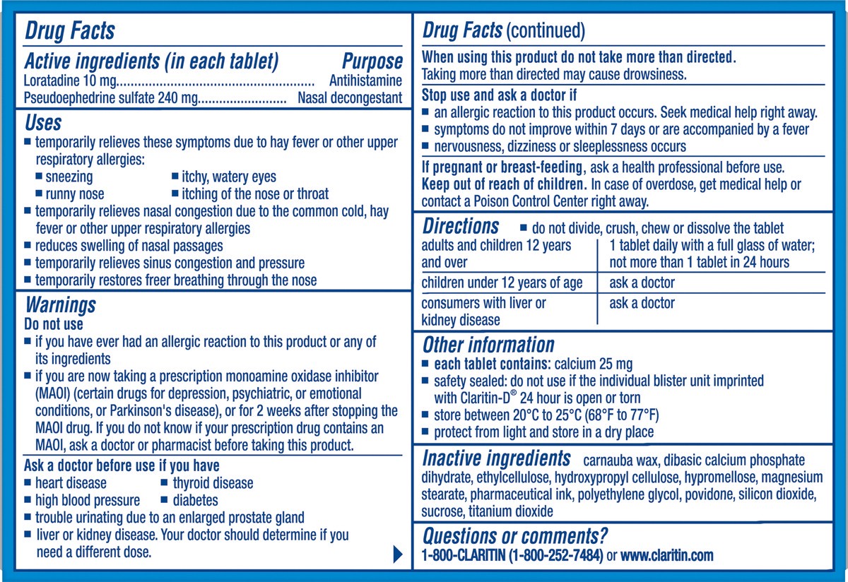 slide 7 of 7, Claritin-D Non-Drowsy Indoor & Outdoor Allergies Allergy Relief Extended Release Tablets, 15 ct