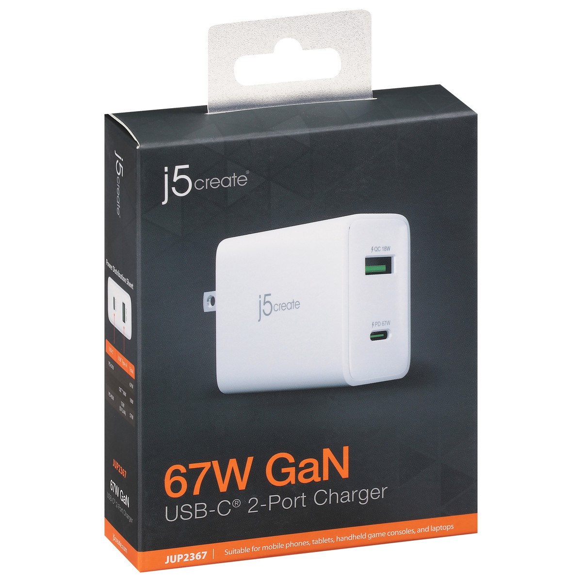 slide 7 of 9, j5create USB-C 2-Port Charger 1 ea, 1 ct