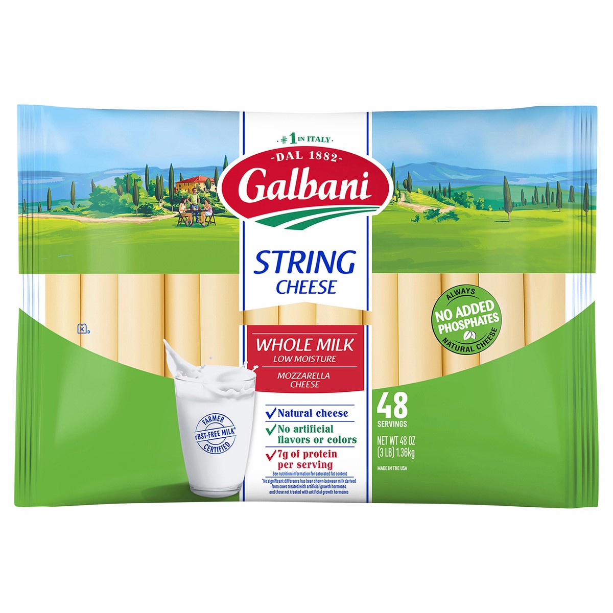 slide 1 of 9, Galbani 48oz Whole Milk String Cheese, 48 oz