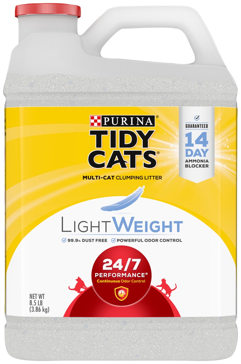 slide 1 of 8, Tidy Cats Purina Tidy Cats LightWeight, Low Dust, Clumping Cat Litter Odor Control 24/7 Performance Multi Cat Litter - 8.5 lb. Jug, 8.5 lb