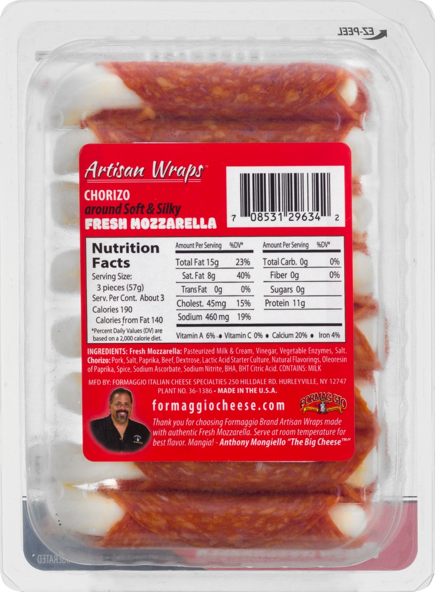 slide 4 of 12, Formaggio Chorizo Artisan Wraps 6 oz, 6 oz