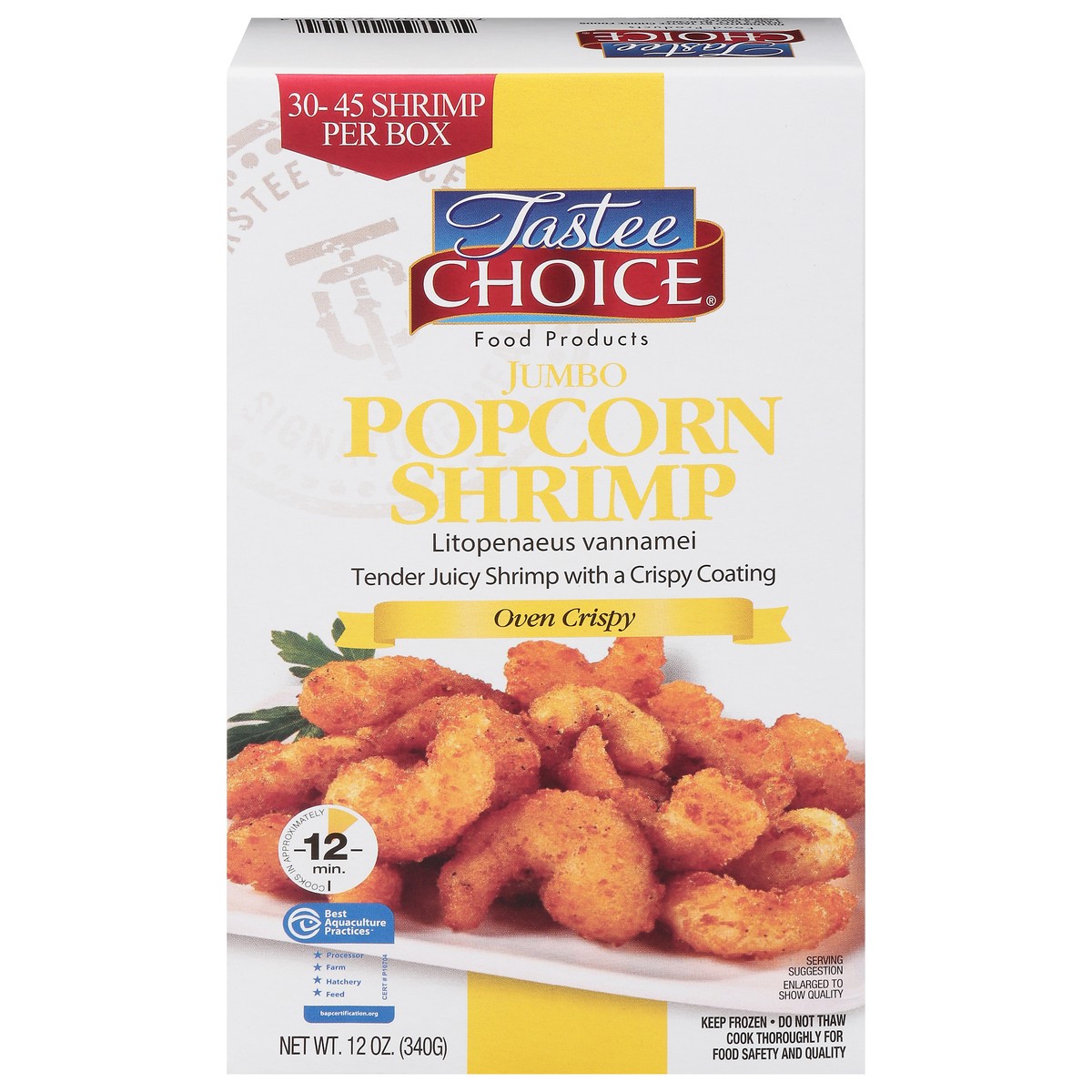 slide 1 of 16, Tastee Choice Jumbo Oven Crispy Popcorn Shrimp 12 oz, 12 oz