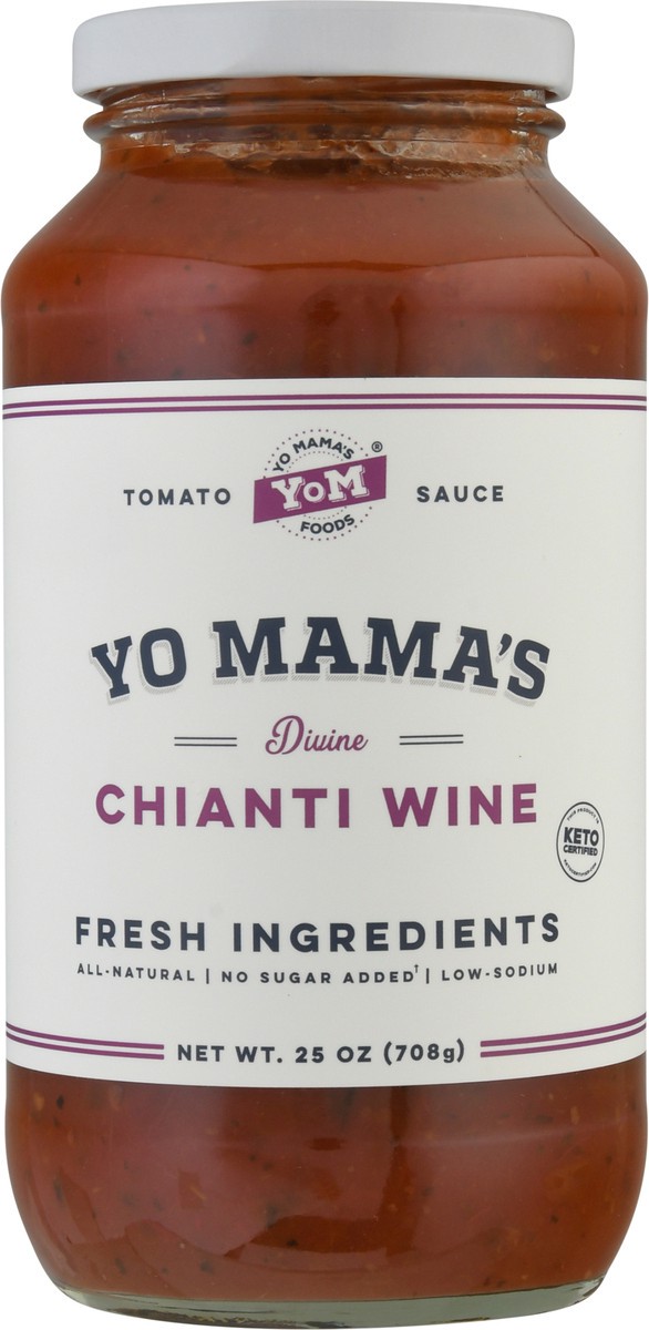 slide 1 of 9, Yo Mama's Divine Chianti Wine Tomato Sauce 25 oz Jar, 25 oz