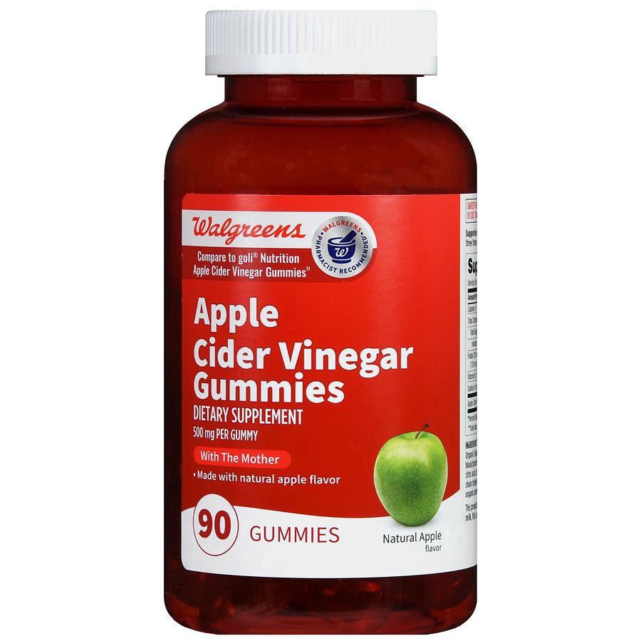 slide 4 of 5, Walgreens Apple Cider Vinegar Gummies with The Mother 500mg Natural Apple, 90 ct