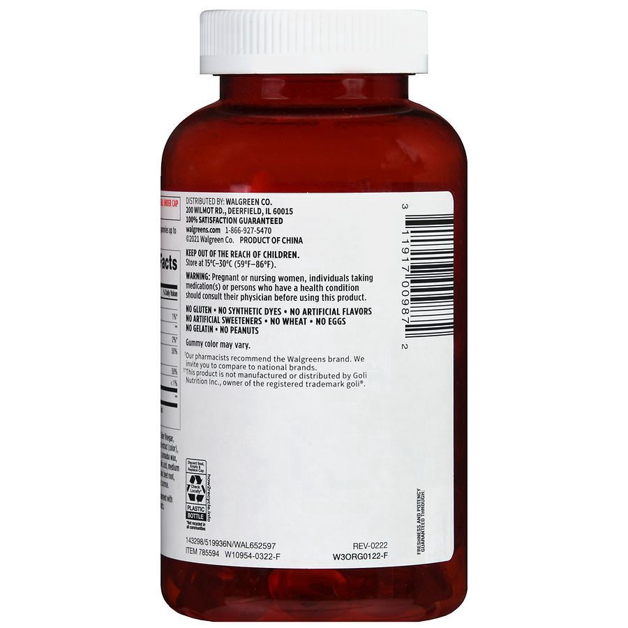 slide 3 of 5, Walgreens Apple Cider Vinegar Gummies with The Mother 500mg Natural Apple, 90 ct