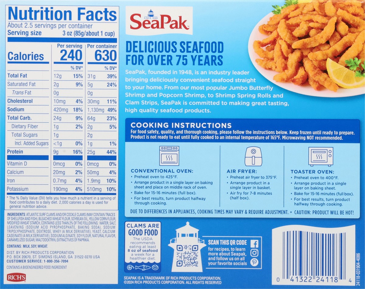 slide 7 of 12, SeaPak Clam Strips Snack Size, 8 oz