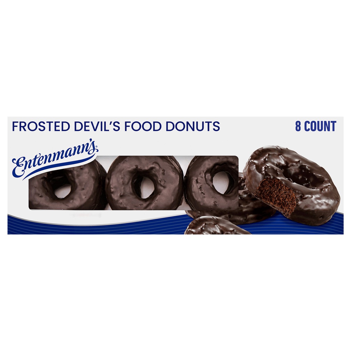 slide 1 of 9, Entenmann's Frosted Devil's Food Donuts, 8 count, 17.5 oz, 8 ct