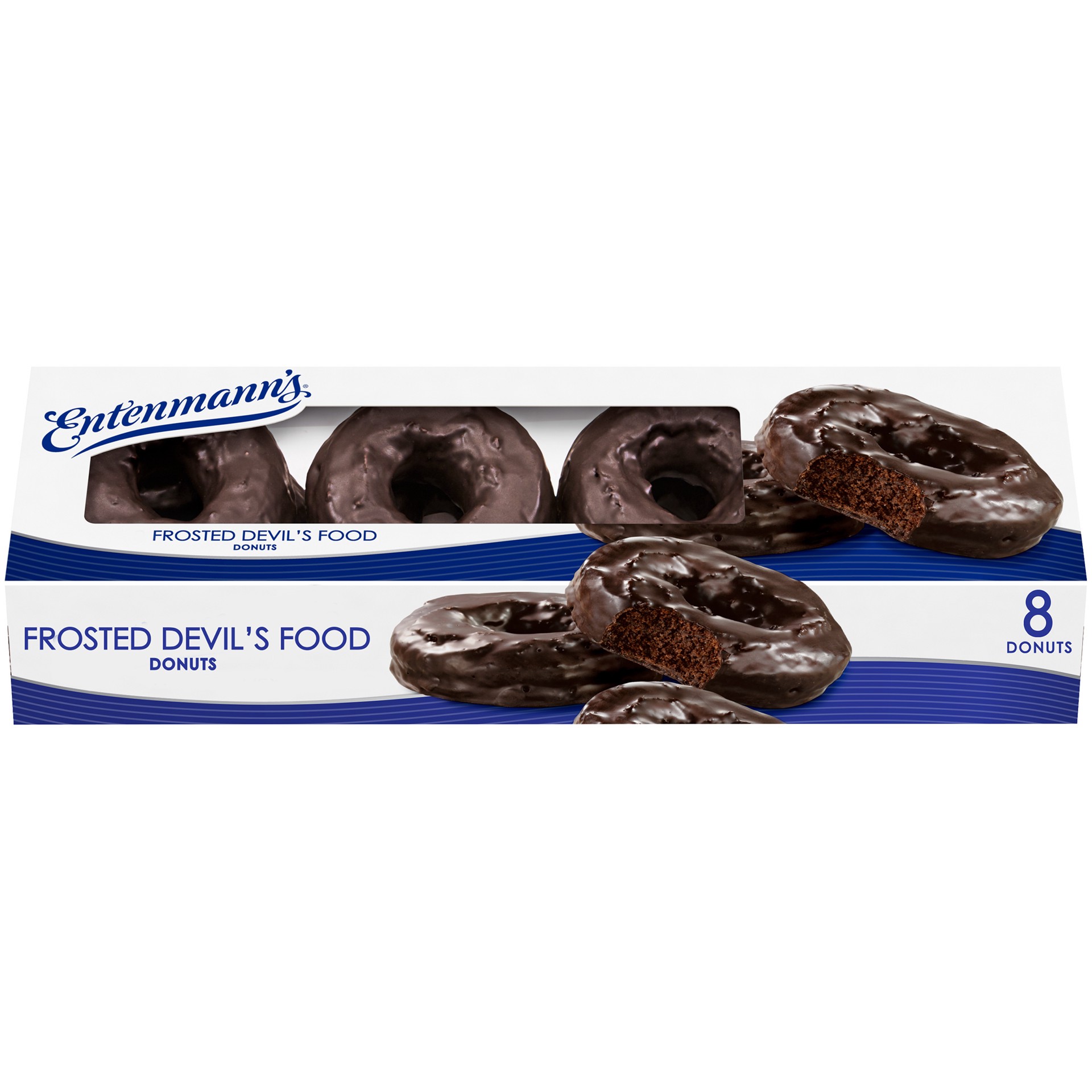 slide 1 of 9, Entenmann's Frosted Devil's Food Donuts, 8 count, 8 ct