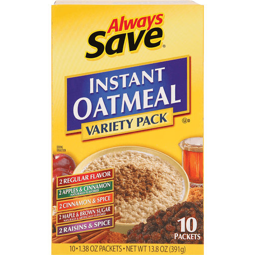 slide 1 of 1, Always Save Instant Oatmeal Variety Pack, 10 ct