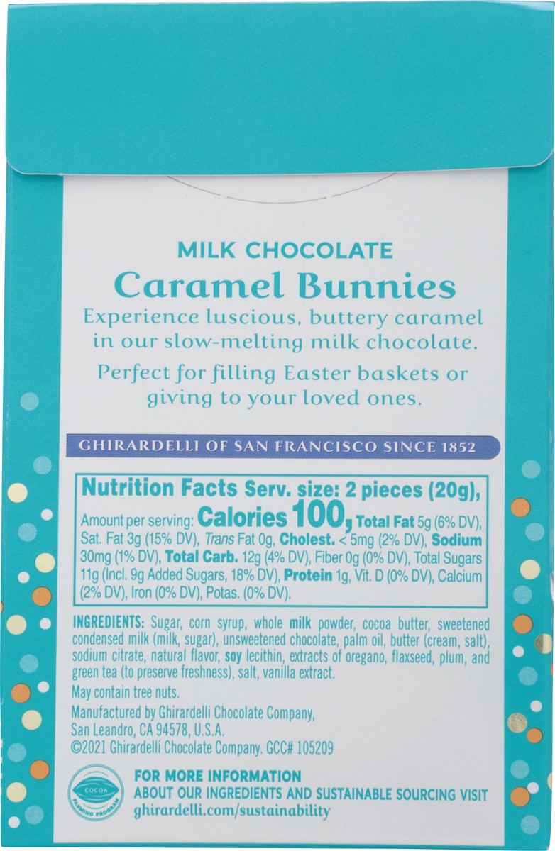 slide 4 of 9, GHIRARDELLI Caramel Milk Chocolate Bunnies, .69 oz Bag, 0.6 oz
