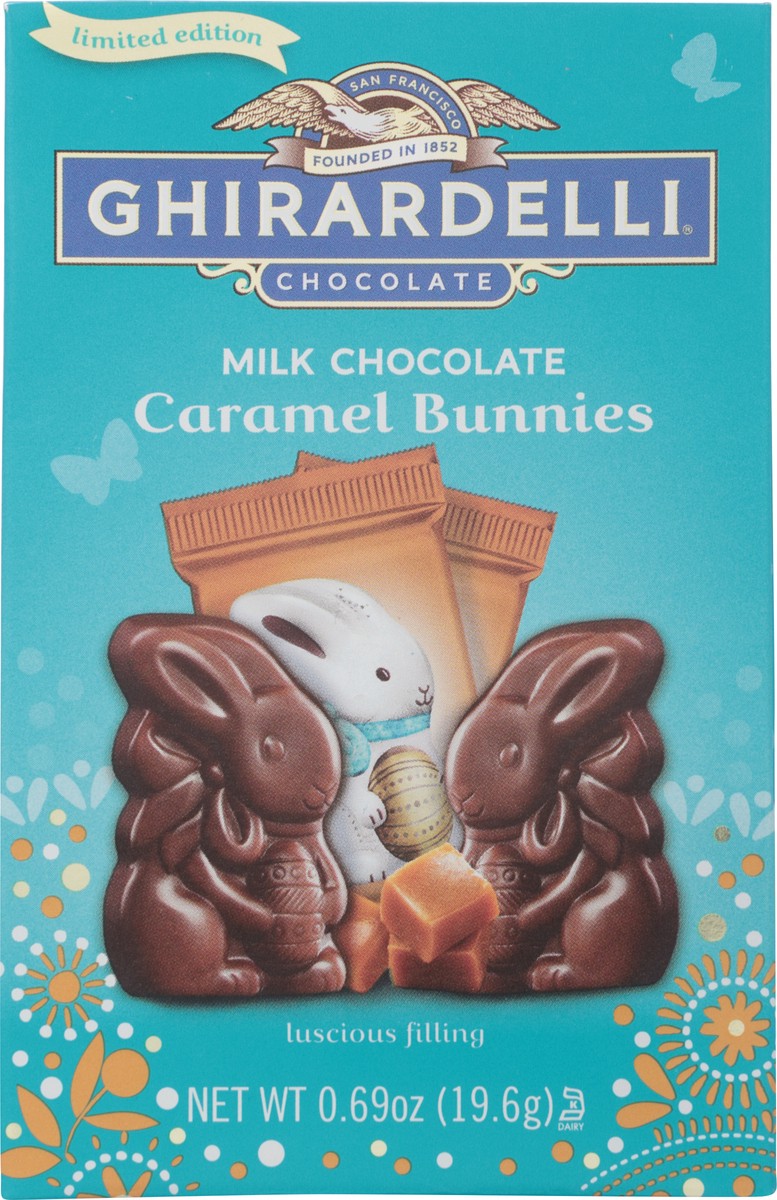 slide 9 of 9, GHIRARDELLI Caramel Milk Chocolate Bunnies, .69 oz Bag, 0.6 oz