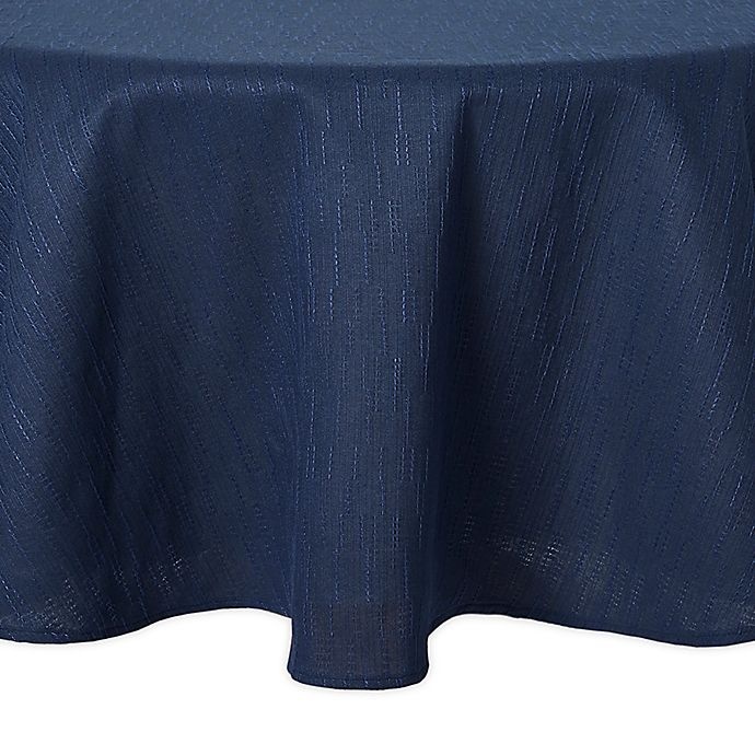 slide 1 of 6, Artisanal Kitchen Supply Stitches Round Tablecloth - Navy, 70 in