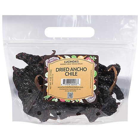 slide 1 of 1, Lucindas Dried Ancho Chilies Bag - 4 OZ, 4 oz