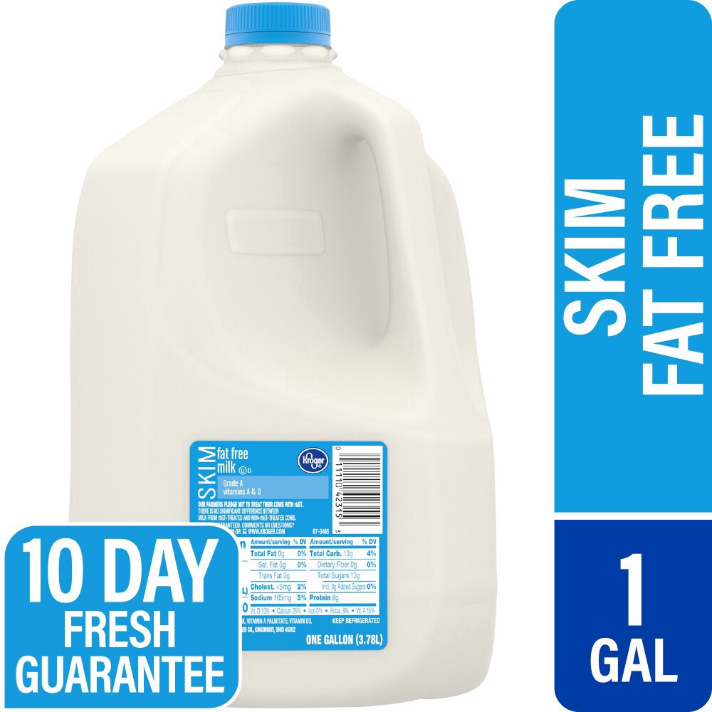 slide 1 of 4, Kroger Fat Free Skim Milk, 1 gal