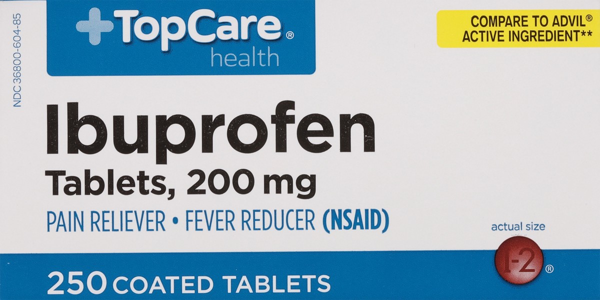 slide 8 of 9, TopCare Ibuprofen 200mg Tablets, 250 ct