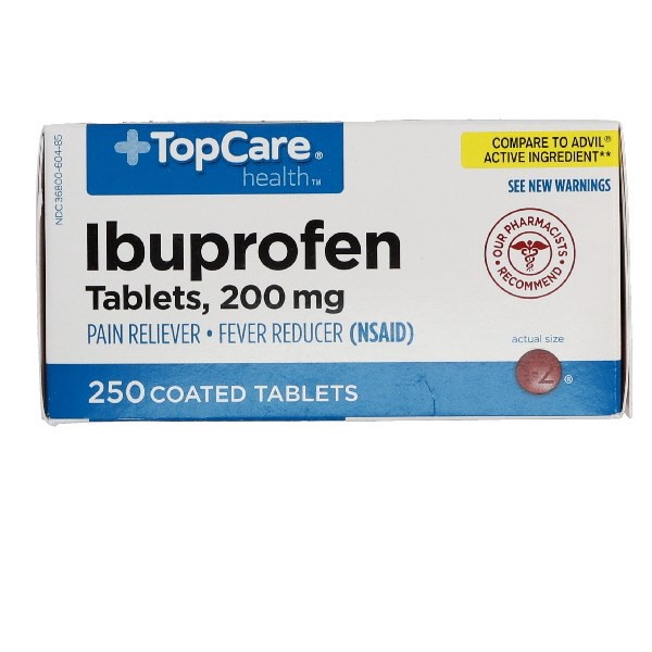 slide 1 of 9, TopCare Ibuprofen 200mg Tablets, 250 ct