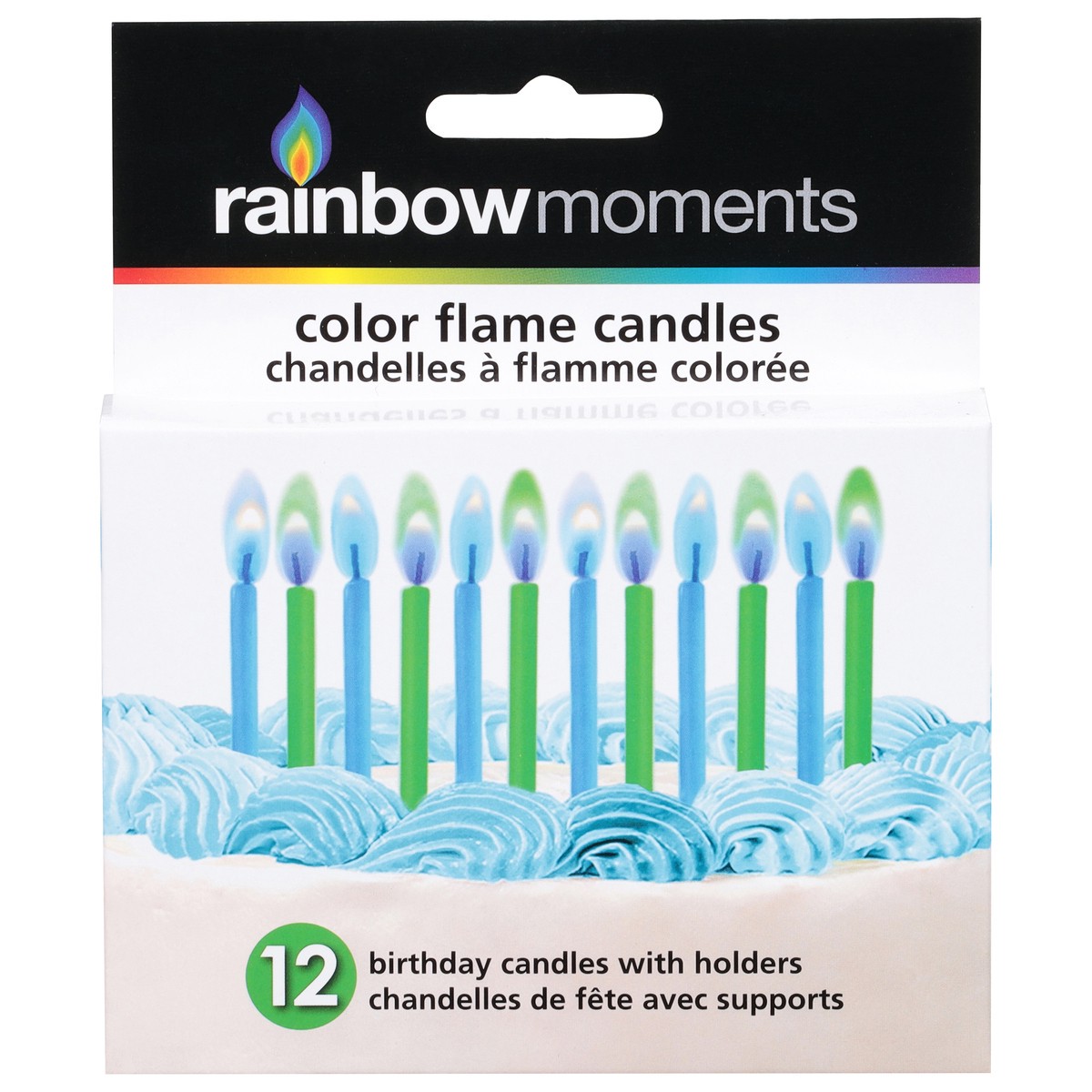 slide 12 of 12, Rainbow Moments Color Flames Birthday Candles with Holders 12 ea, 12 ct