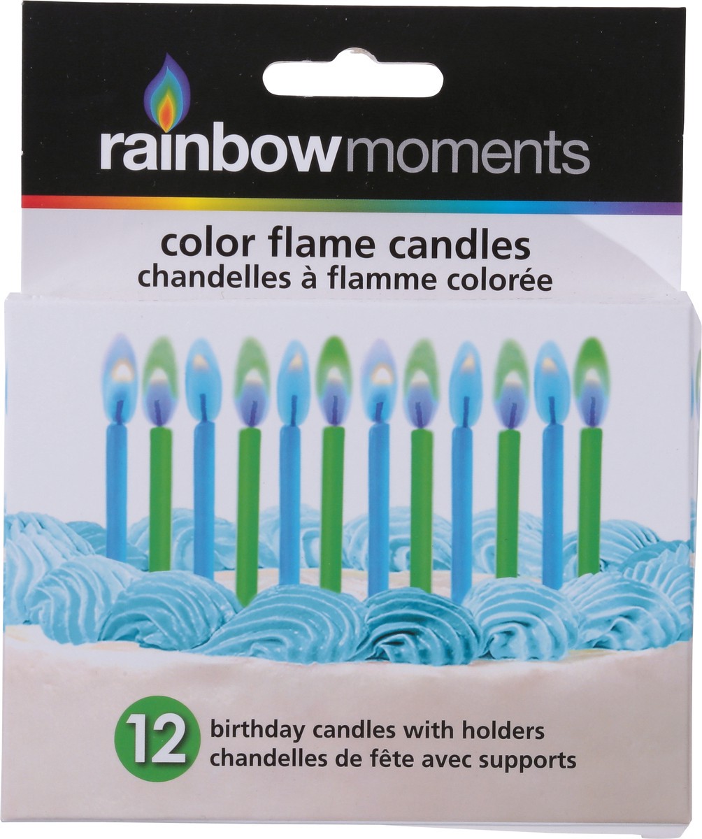 slide 6 of 12, Rainbow Moments Color Flames Birthday Candles with Holders 12 ea, 12 ct