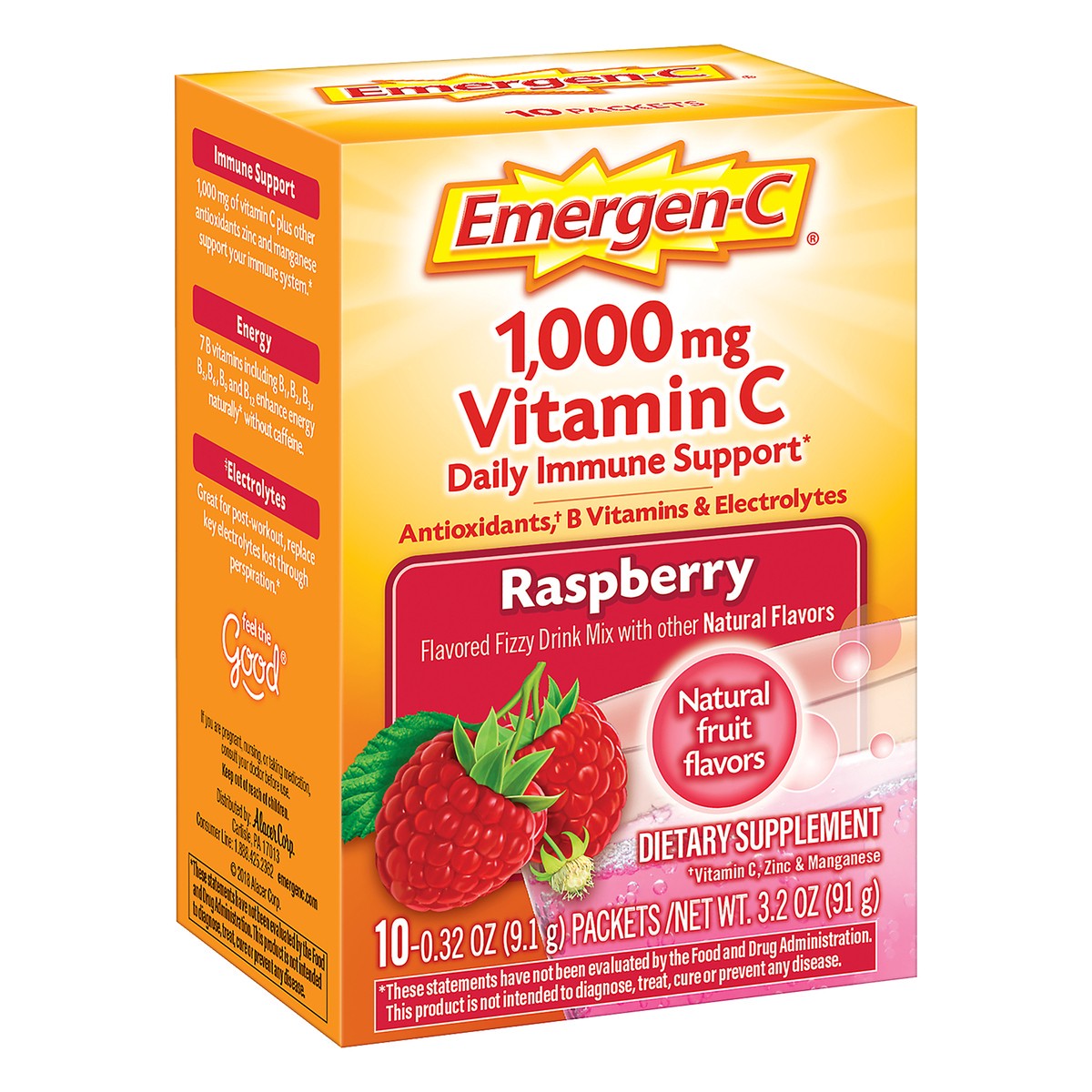 slide 2 of 12, Emergen-C Dietary Supplement in Raspberry Flavor, 10 ct; 0.33 oz