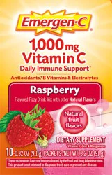 Emergen-C Vitamin C 1000mg Powder with Antioxidants Fizzy Drink Mix, Raspberry Flavor, 10 Count