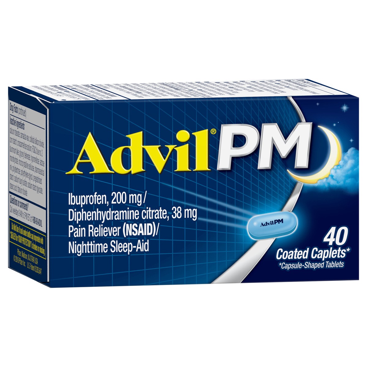 slide 2 of 9, AdvilPM Pain And Nighttime Sleep Aid Caplets - Ibuprofen (NSAID), 40 ct