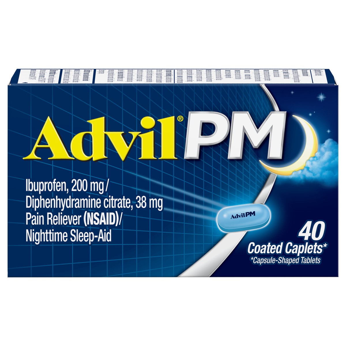 slide 1 of 9, AdvilPM Pain And Nighttime Sleep Aid Caplets - Ibuprofen (NSAID), 40 ct