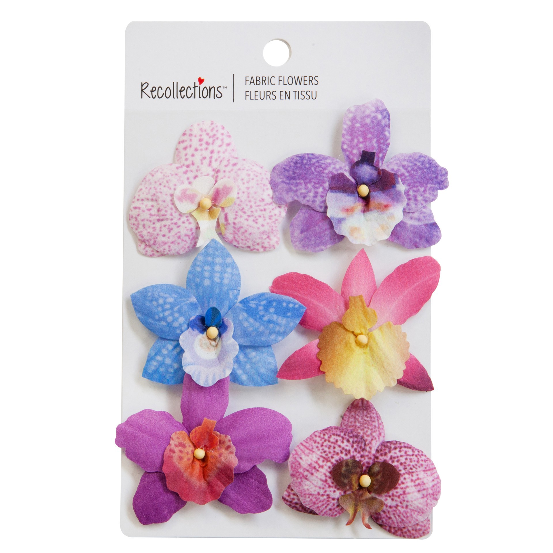 slide 2 of 3, Fabric Orchid Embellishment Set By Recollections, 2 in x 2 in