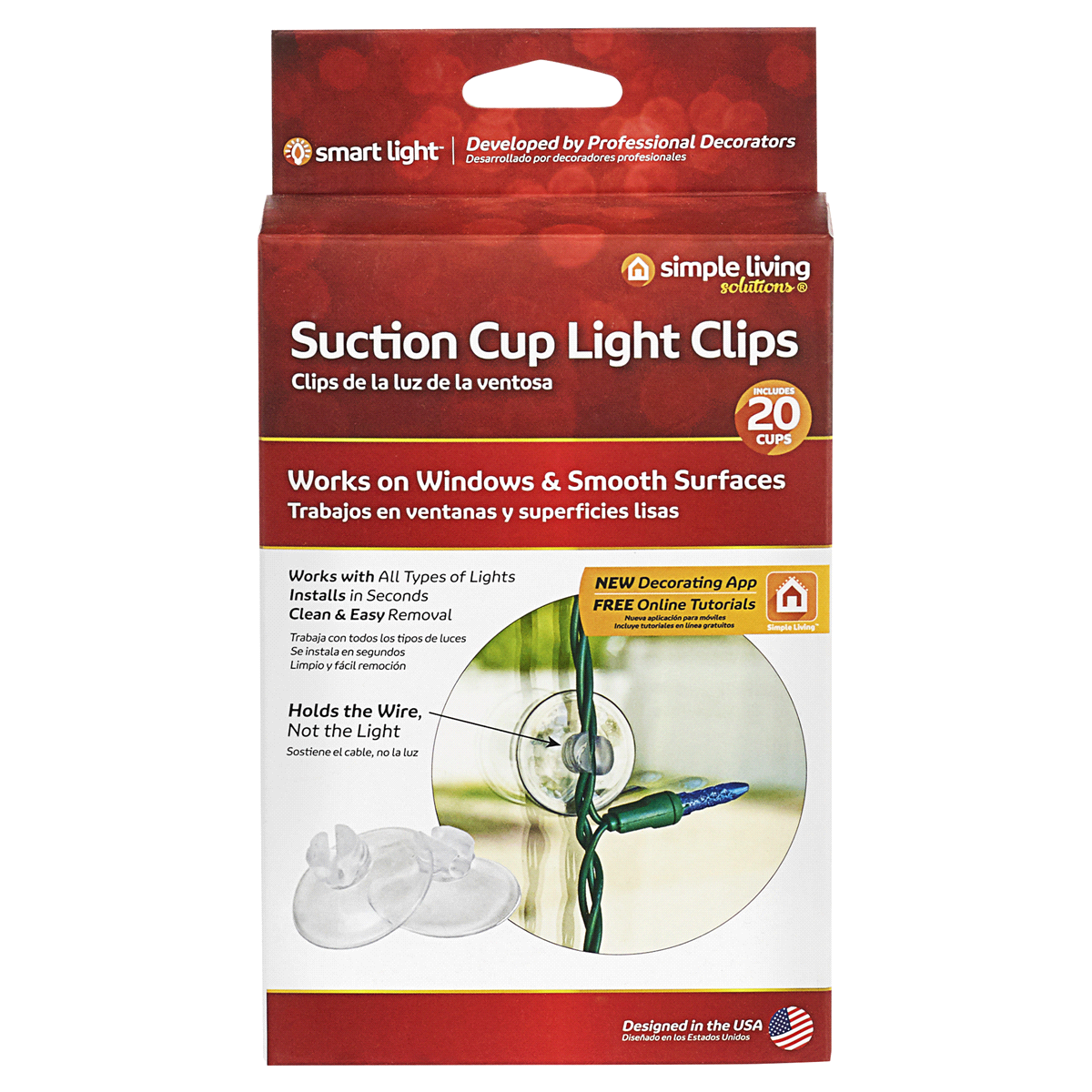 slide 1 of 1, Simple Living Solutions 20ct Suction Cup Light Clips, 20 ct