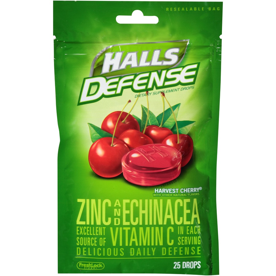 slide 1 of 6, Halls Defense Multi-Blend Drops - Harvest Cherry, 30 ct