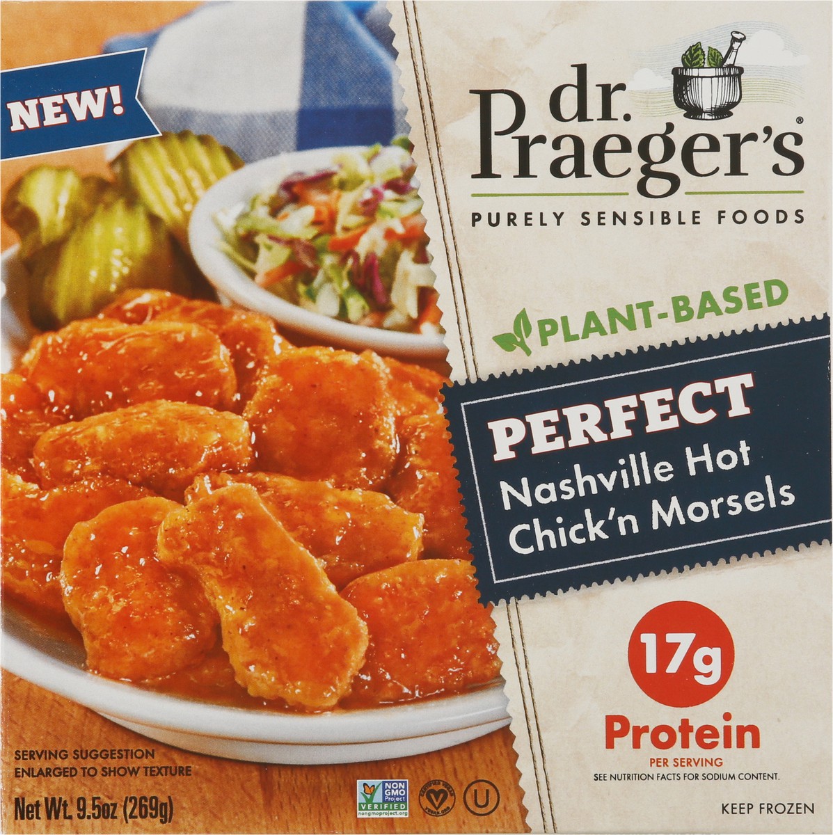 slide 6 of 9, Dr. Praeger's Nashville Hot Chick'N, 9.5 oz