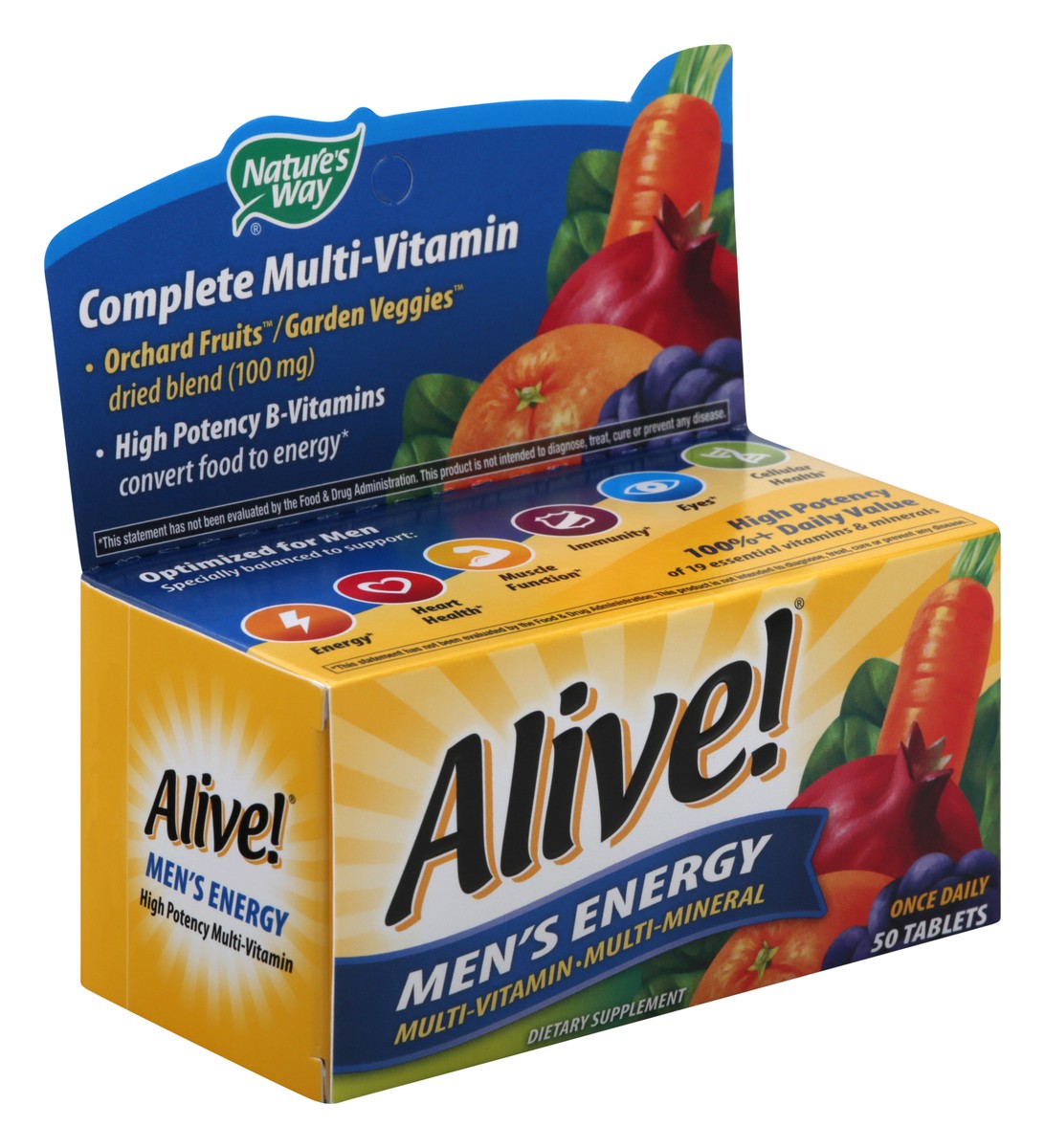 slide 7 of 9, Nature's Way Alive! Men's Energy Complete Multivitamin, High Potency B-Vitamins, 50 Tablets, 50 ct