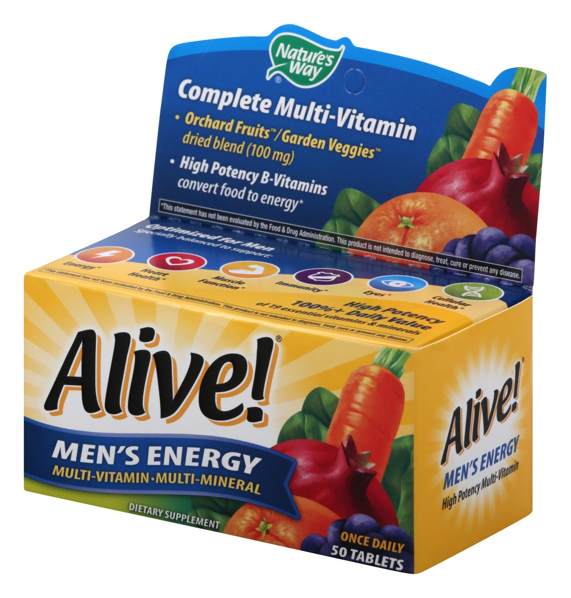 slide 8 of 9, Nature's Way Alive! Men's Energy Complete Multivitamin, High Potency B-Vitamins, 50 Tablets, 50 ct