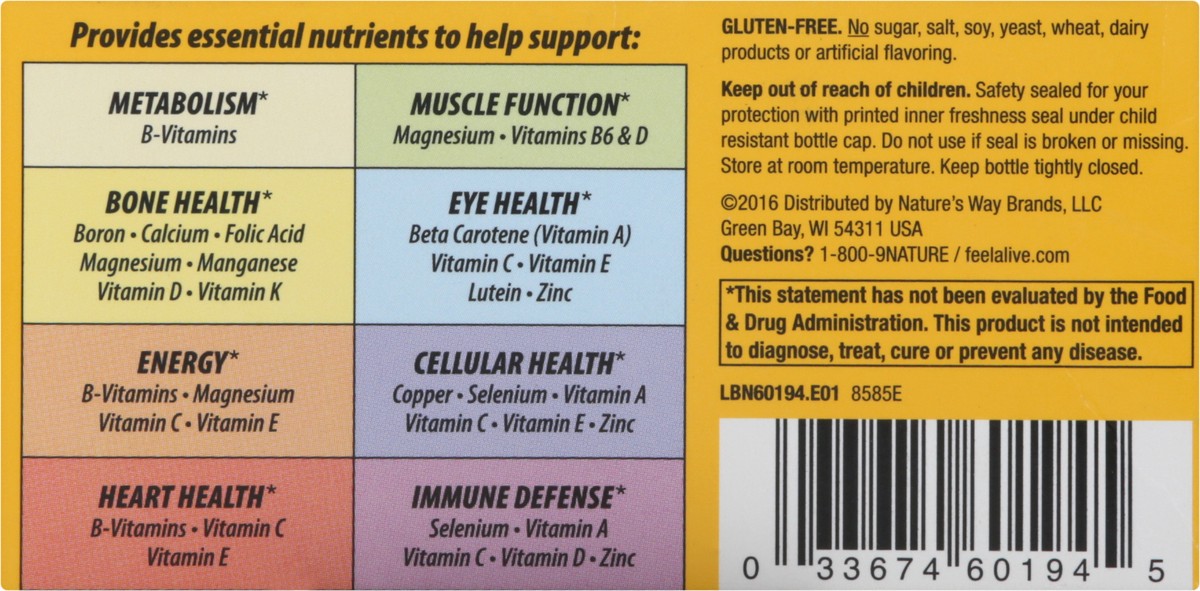 slide 4 of 9, Nature's Way Alive! Men's Energy Complete Multivitamin, High Potency B-Vitamins, 50 Tablets, 50 ct