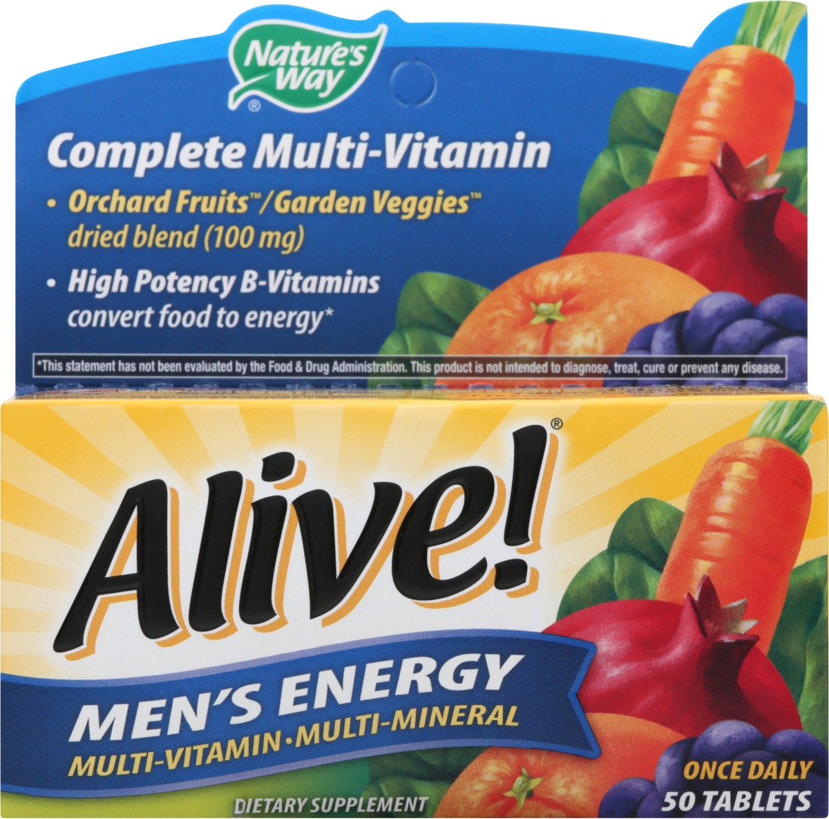 slide 5 of 9, Nature's Way Alive! Men's Energy Complete Multivitamin, High Potency B-Vitamins, 50 Tablets, 50 ct