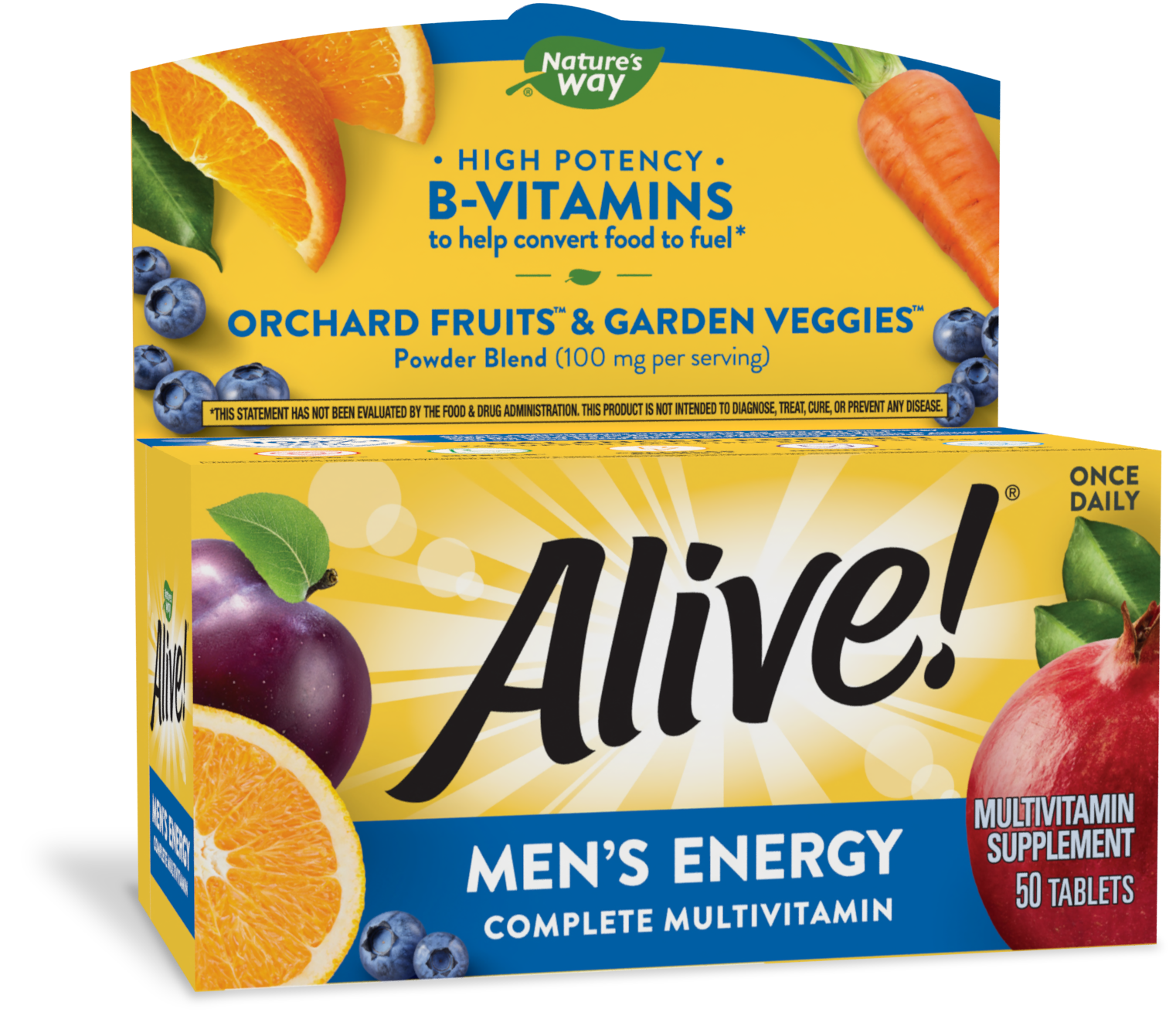 slide 1 of 9, Nature's Way Alive! Men's Energy Complete Multivitamin, High Potency B-Vitamins, 50 Tablets, 50 ct