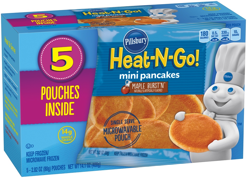 slide 1 of 1, Pillsbury Pancakes Heatngo Mini Pancakes Maple Burstn, 5 ct; 2.82 oz