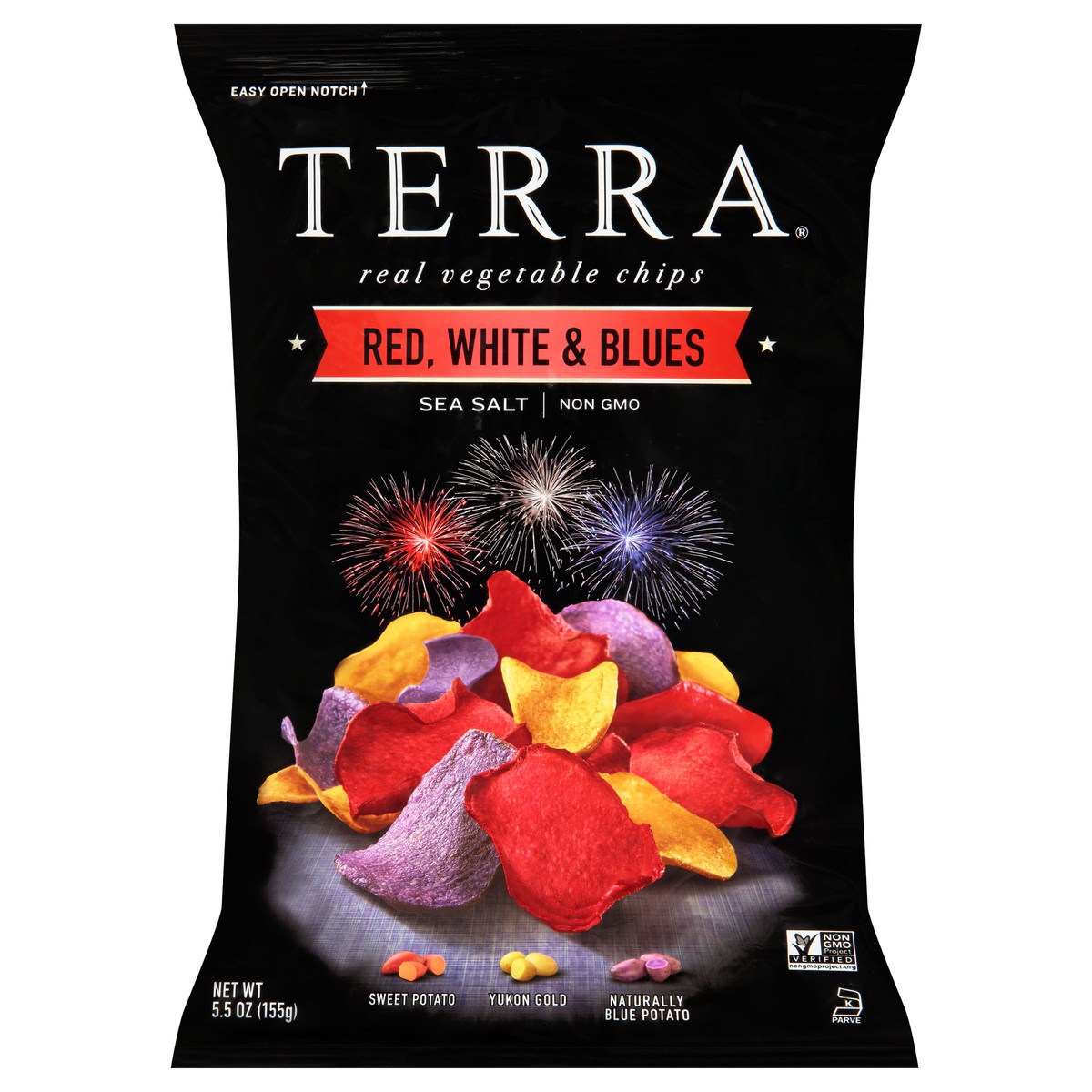 slide 1 of 7, Terra Red, White & Blues Sea Salt Real Vegetable Chips 5.5 oz. Bag, 5.5 oz