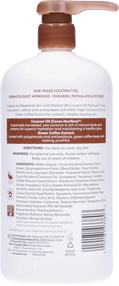 slide 7 of 9, Palmer's Coconut Oil Formula Daily Coconut Hydrate Body Lotion Value Size 33.8 fl oz, 33.8 fl oz