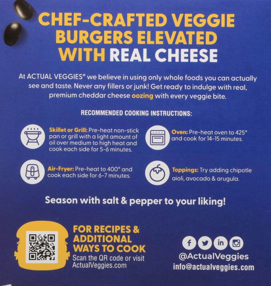 slide 4 of 4, Actual Veggies Burger Veggie Chipotle Cheddar - 12 OZ, 12 oz