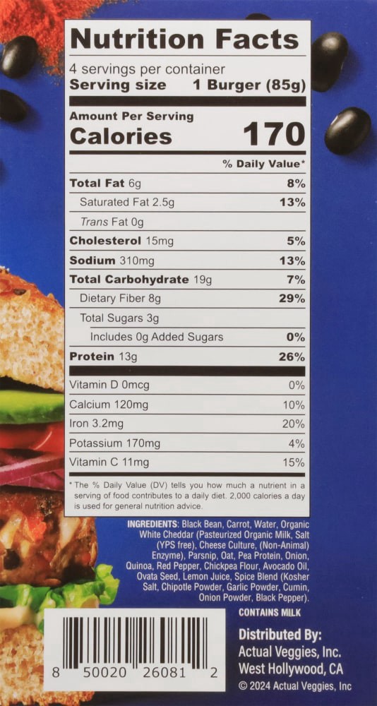 slide 2 of 4, Actual Veggies Burger Veggie Chipotle Cheddar - 12 OZ, 12 oz