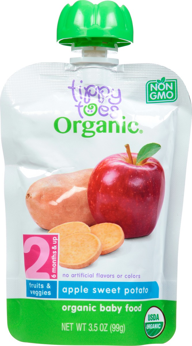 slide 1 of 9, Tippy Toes Organic Apple Sweet Potato Baby Food Pouch, 3.5 oz